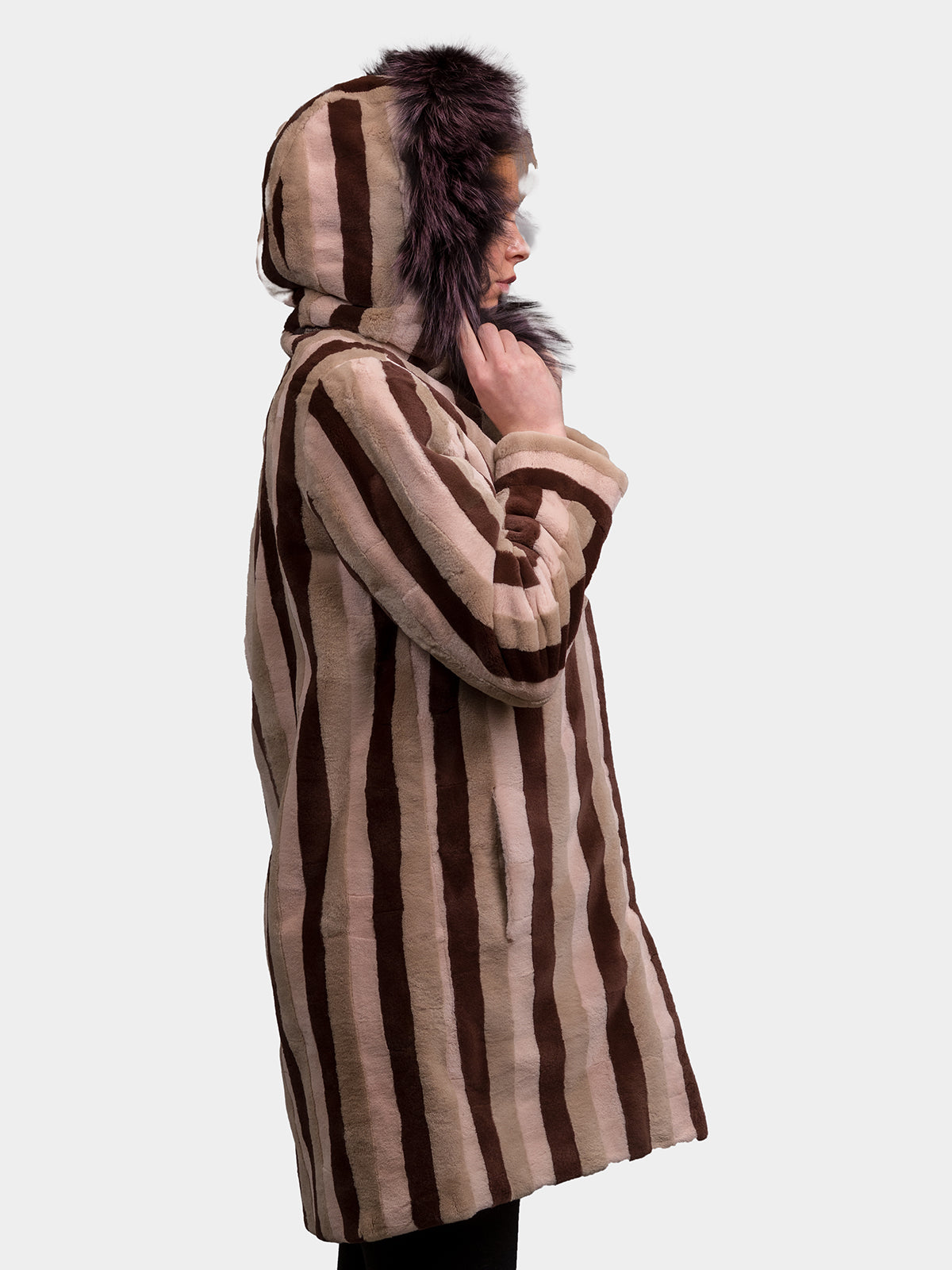 Women's Reversible Striped Neopolitan Sheared Mink Parka
