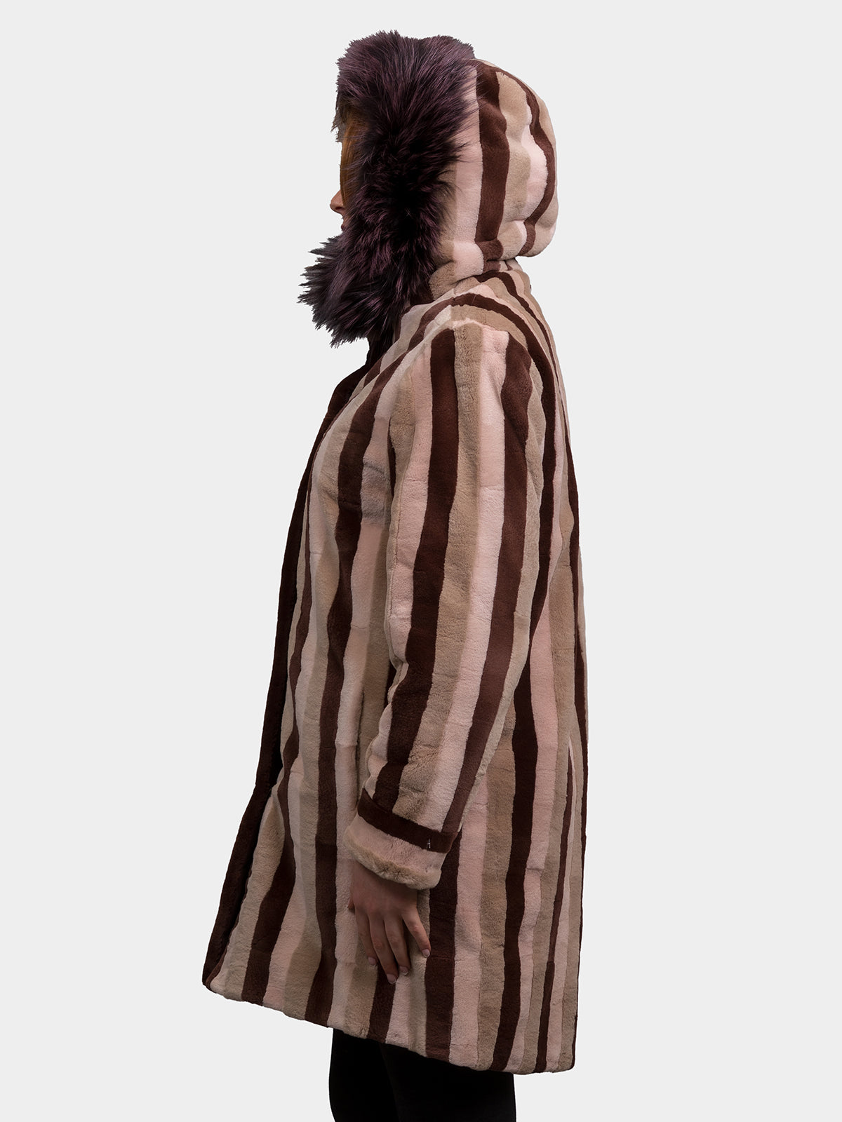 Women's Reversible Striped Neopolitan Sheared Mink Parka