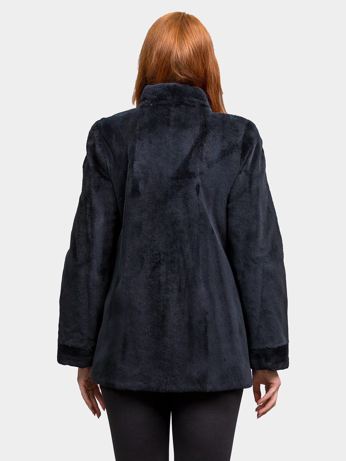 Women's Navy Sheared Mink Jacket