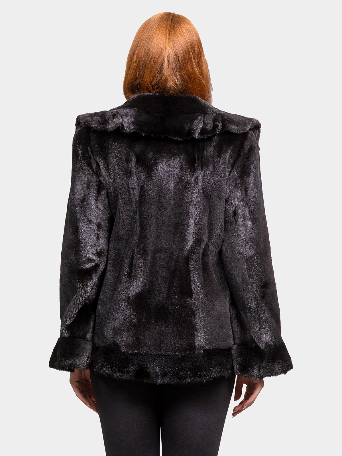 Women's Black Semi Sheared Mink Jacket