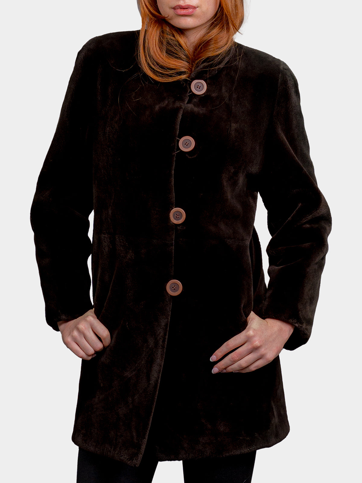 Women's Brown Micro Sheared Beaver Stroller