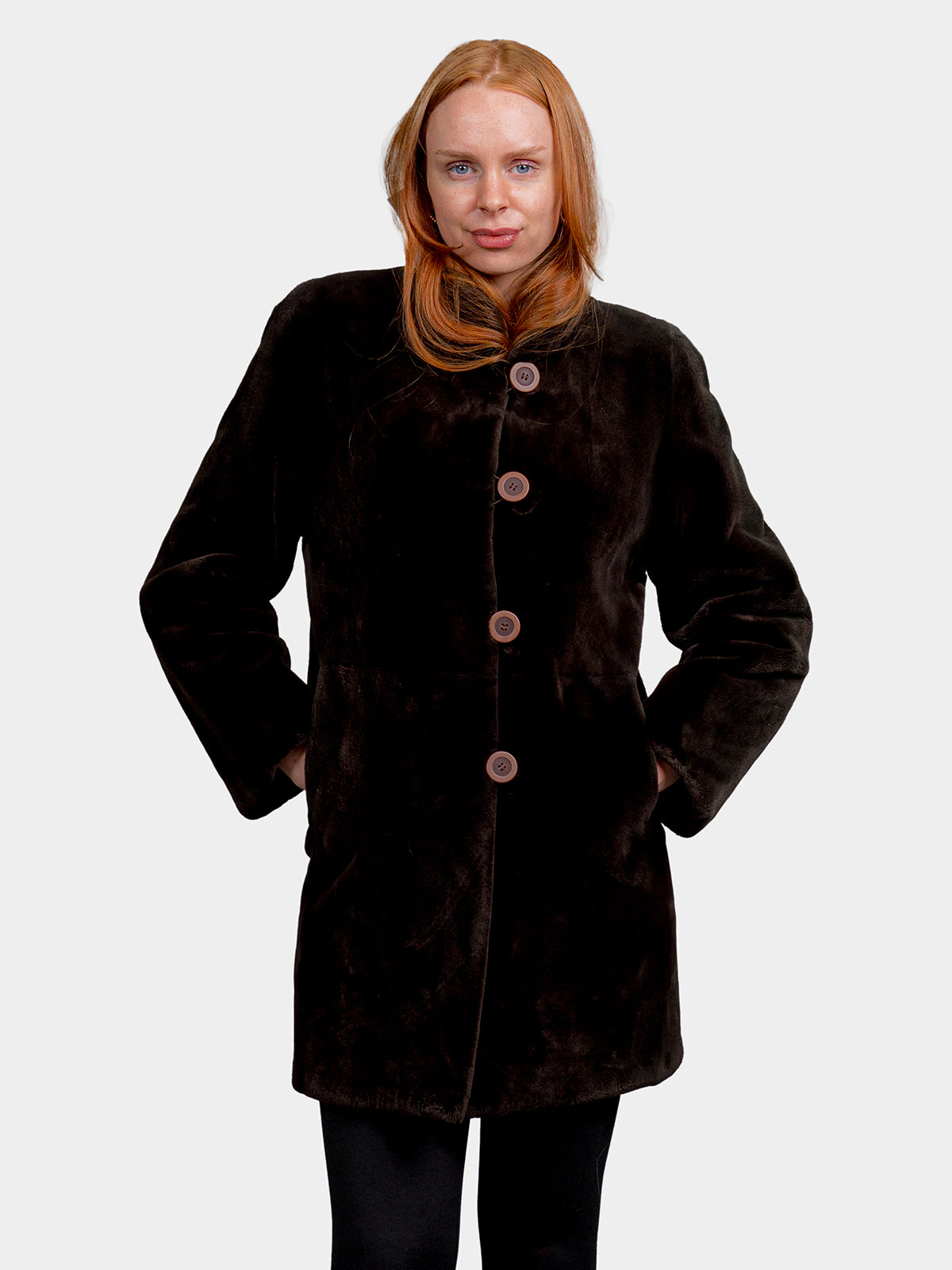 Women's Brown Micro Sheared Beaver Stroller