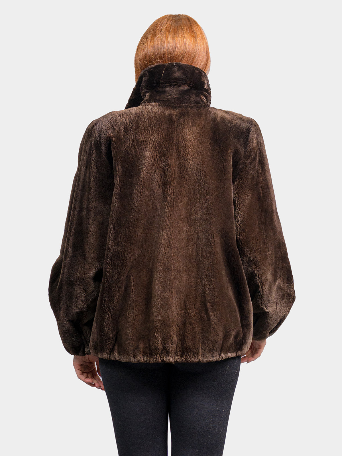 Women's Brown Sheared Beaver Bomber