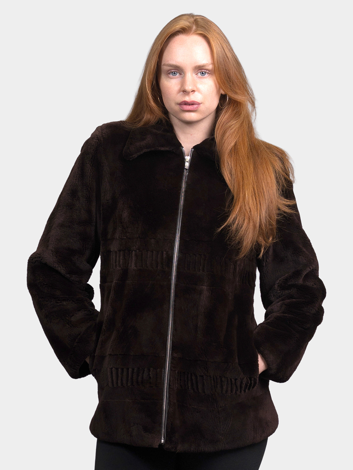 Women's Brown Sheared Beaver Jacket