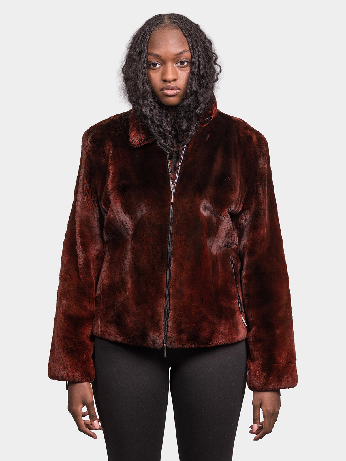 Women's Fire Orange Sheared Beaver Jacket