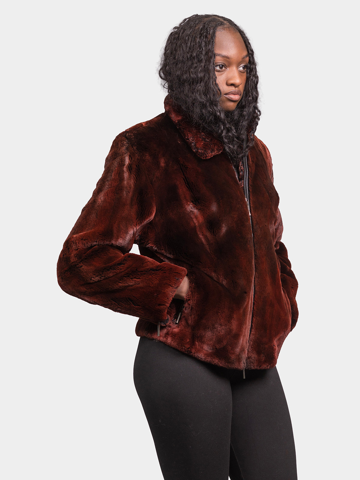 Women's Fire Orange Sheared Beaver Jacket