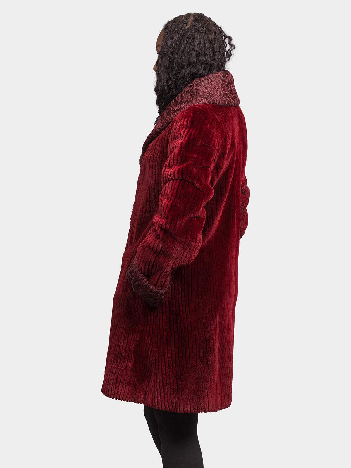Women's Claret Red Sheared Beaver Stroller