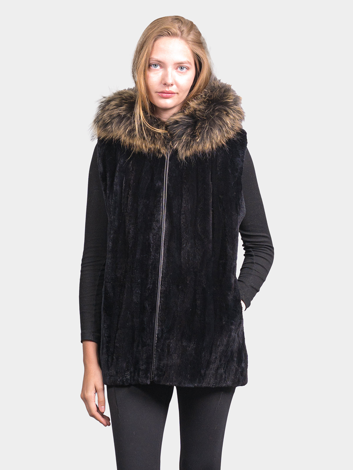 Women's Onyx Sheared Beaver Sections Vest