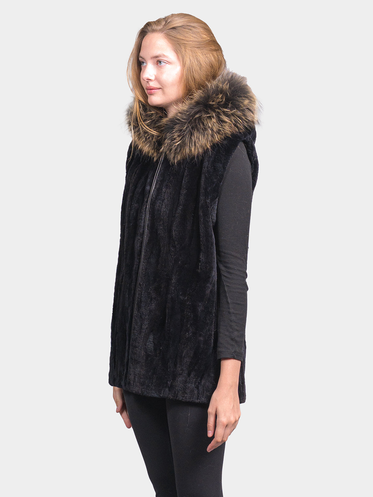 Women's Onyx Sheared Beaver Sections Vest