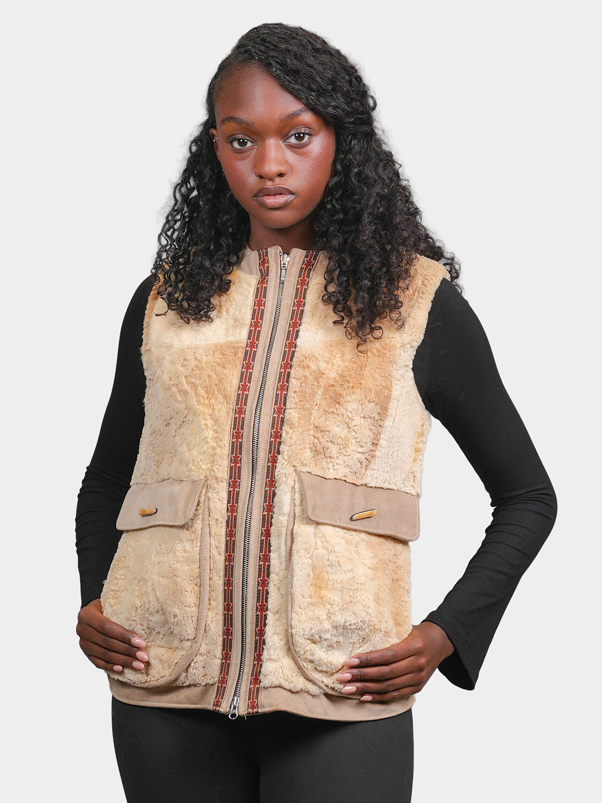 Women's Crème Sheared Muskrat Vest