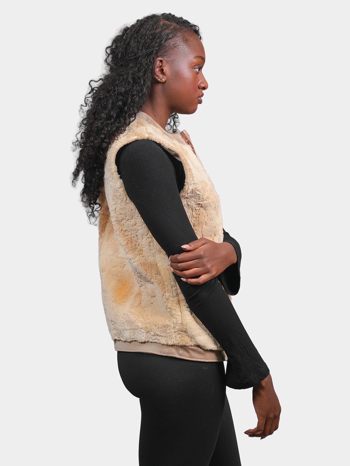 Women's Crème Sheared Muskrat Vest