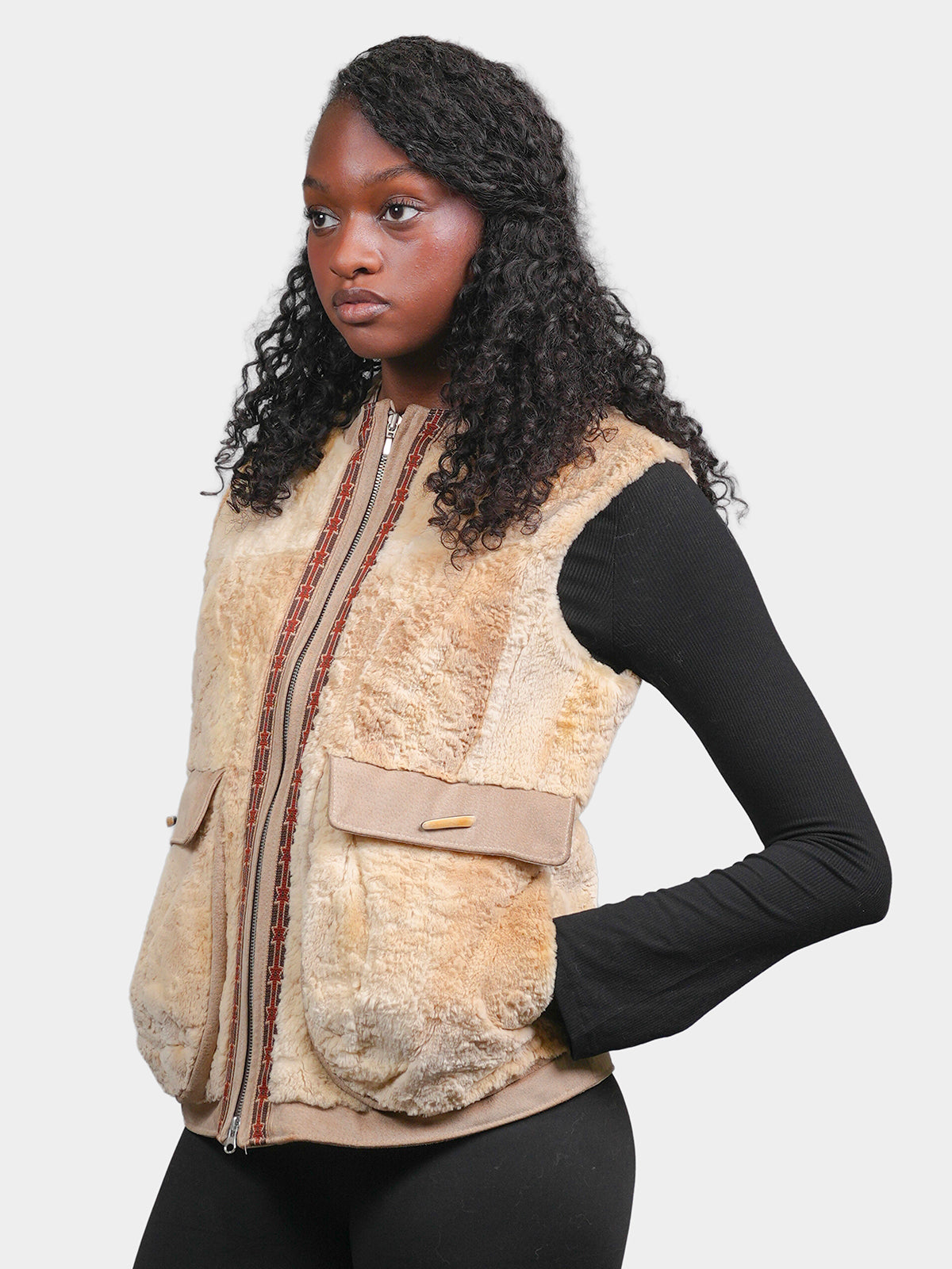 Women's Crème Sheared Muskrat Vest