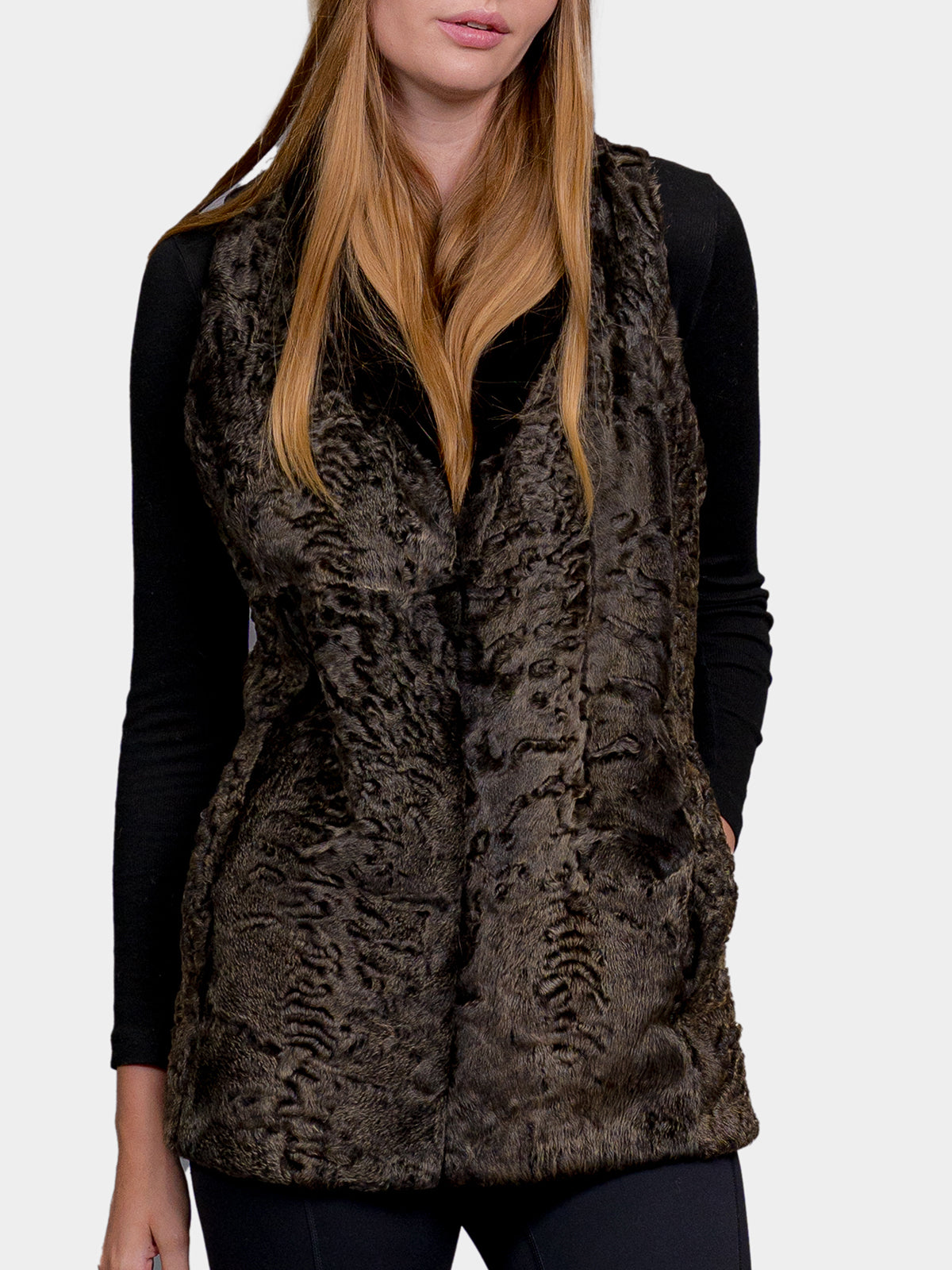 Women's Moss Karakul Sherling Vest