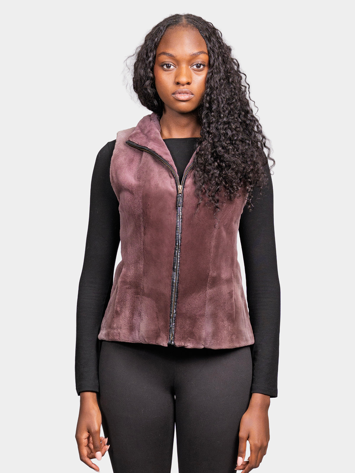 Women's Soft Lavendar Sheared Mink Vest