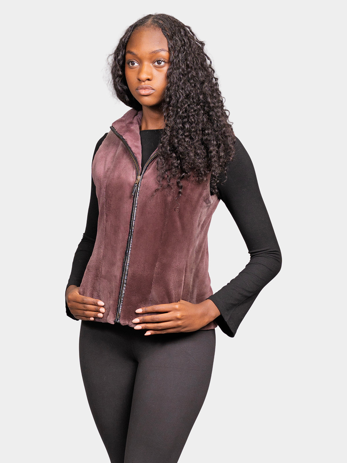 Women's Soft Lavendar Sheared Mink Vest