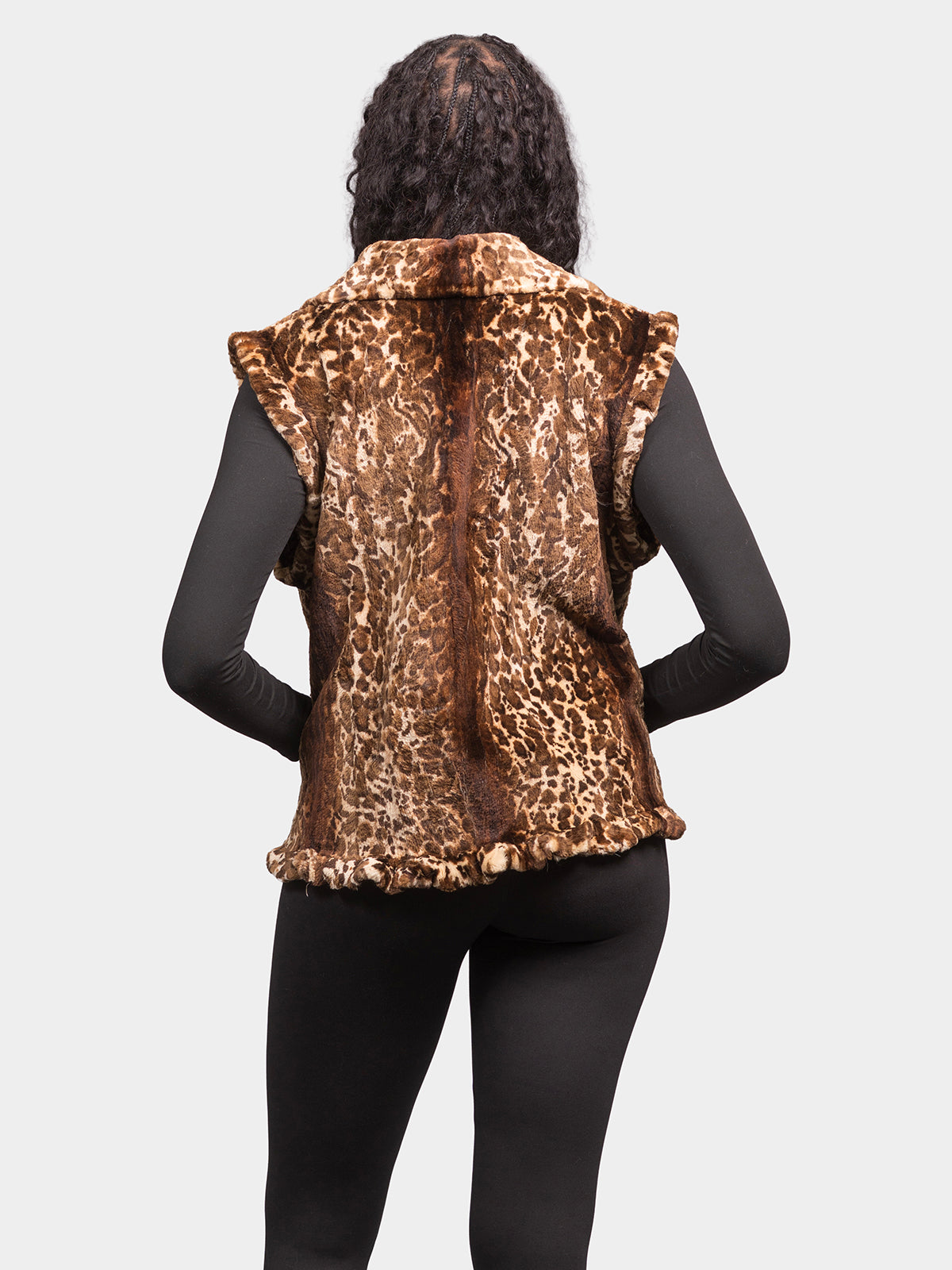 Women's Animal Print Sheared Beaver Vest