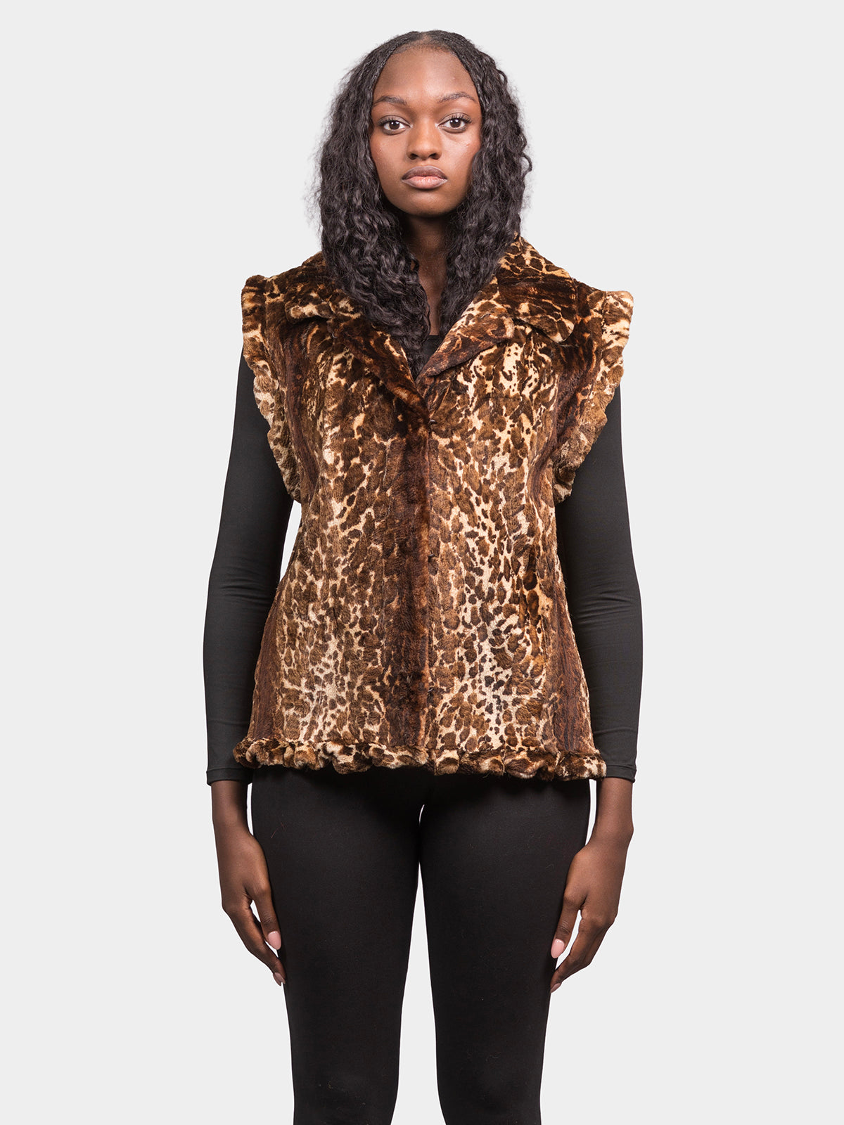 Women's Animal Print Sheared Beaver Vest