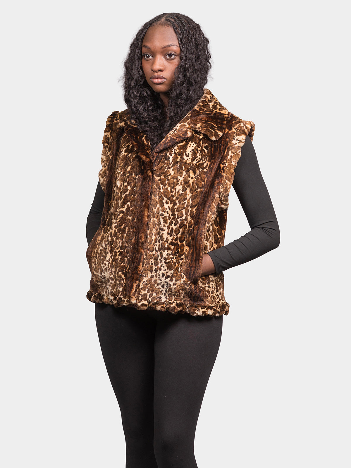 Women's Animal Print Sheared Beaver Vest