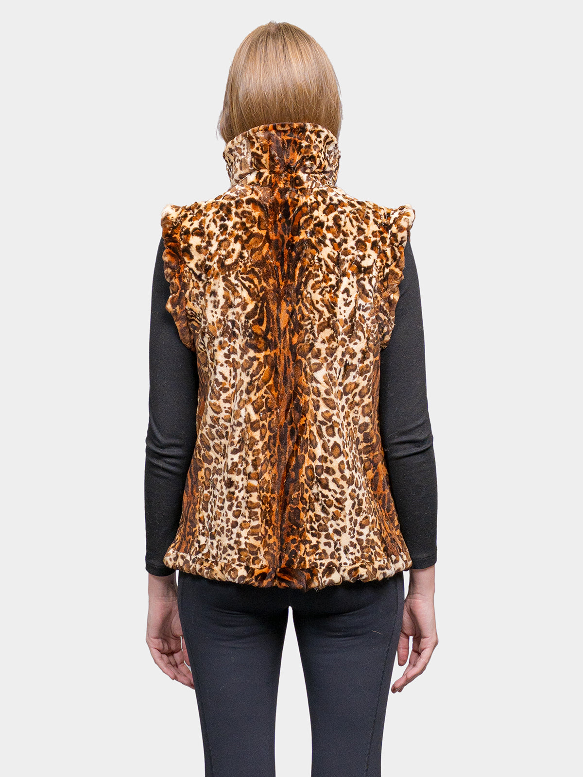 Women's Animal Print Micro Sheared Mink Vest