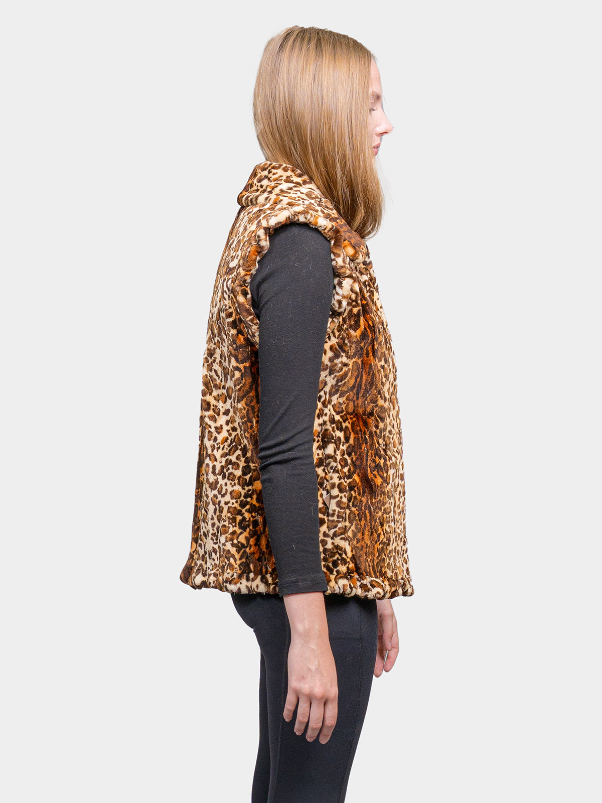 Women's Animal Print Micro Sheared Mink Vest