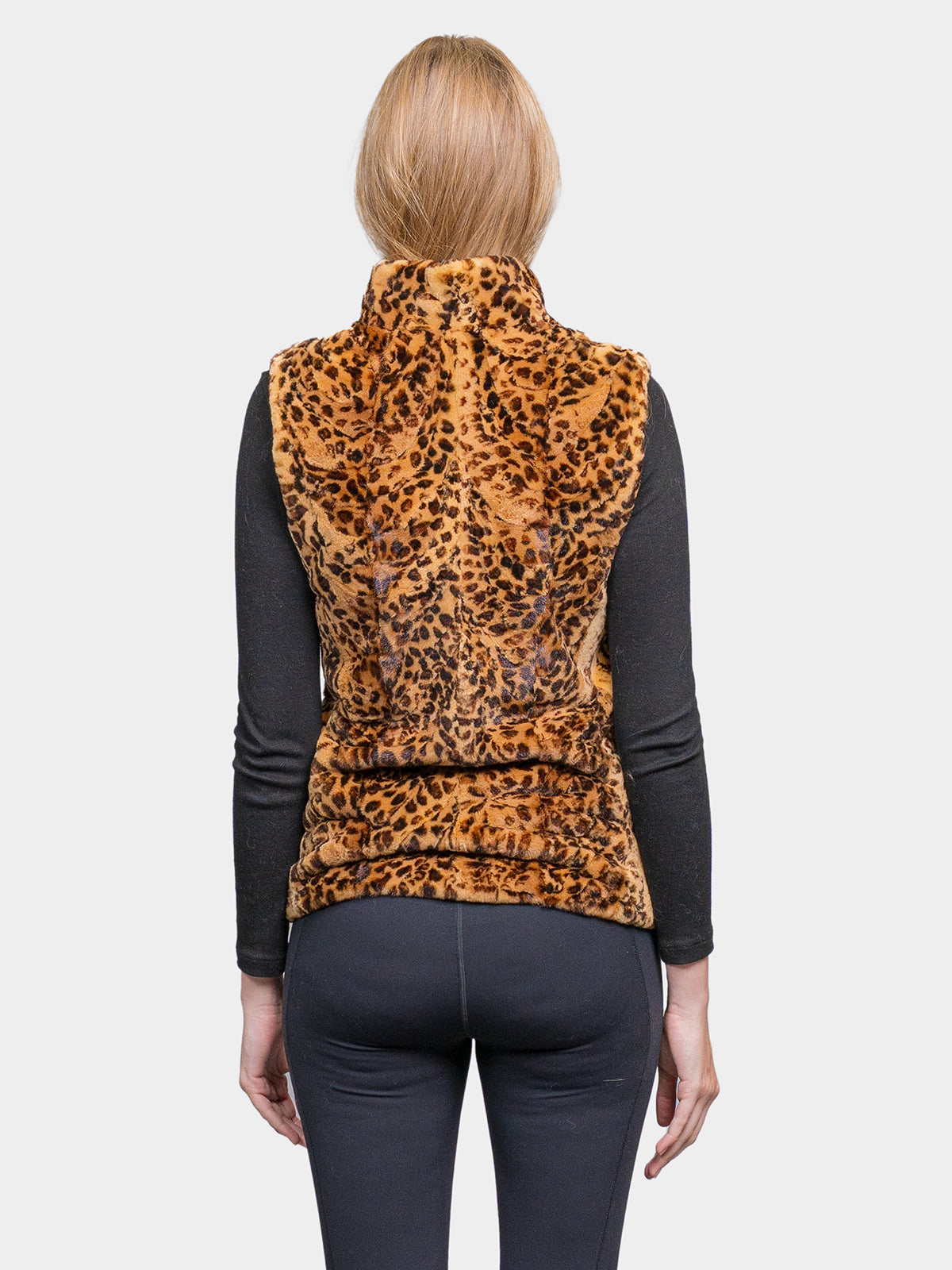Women's Animal Print Sculptured Sheared Mink Vest