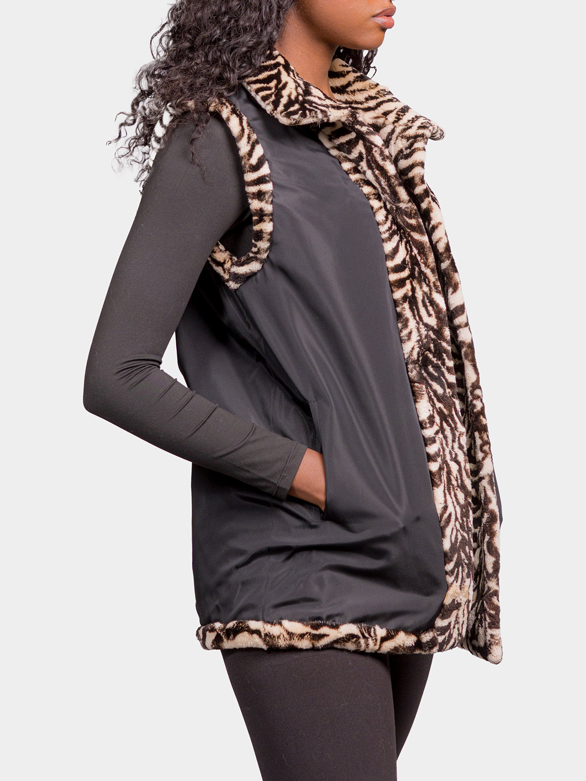 Women's Cream Tiger Print Beaver Vest