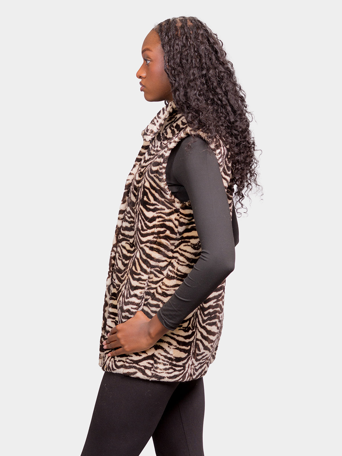 Women's Cream Tiger Print Beaver Vest