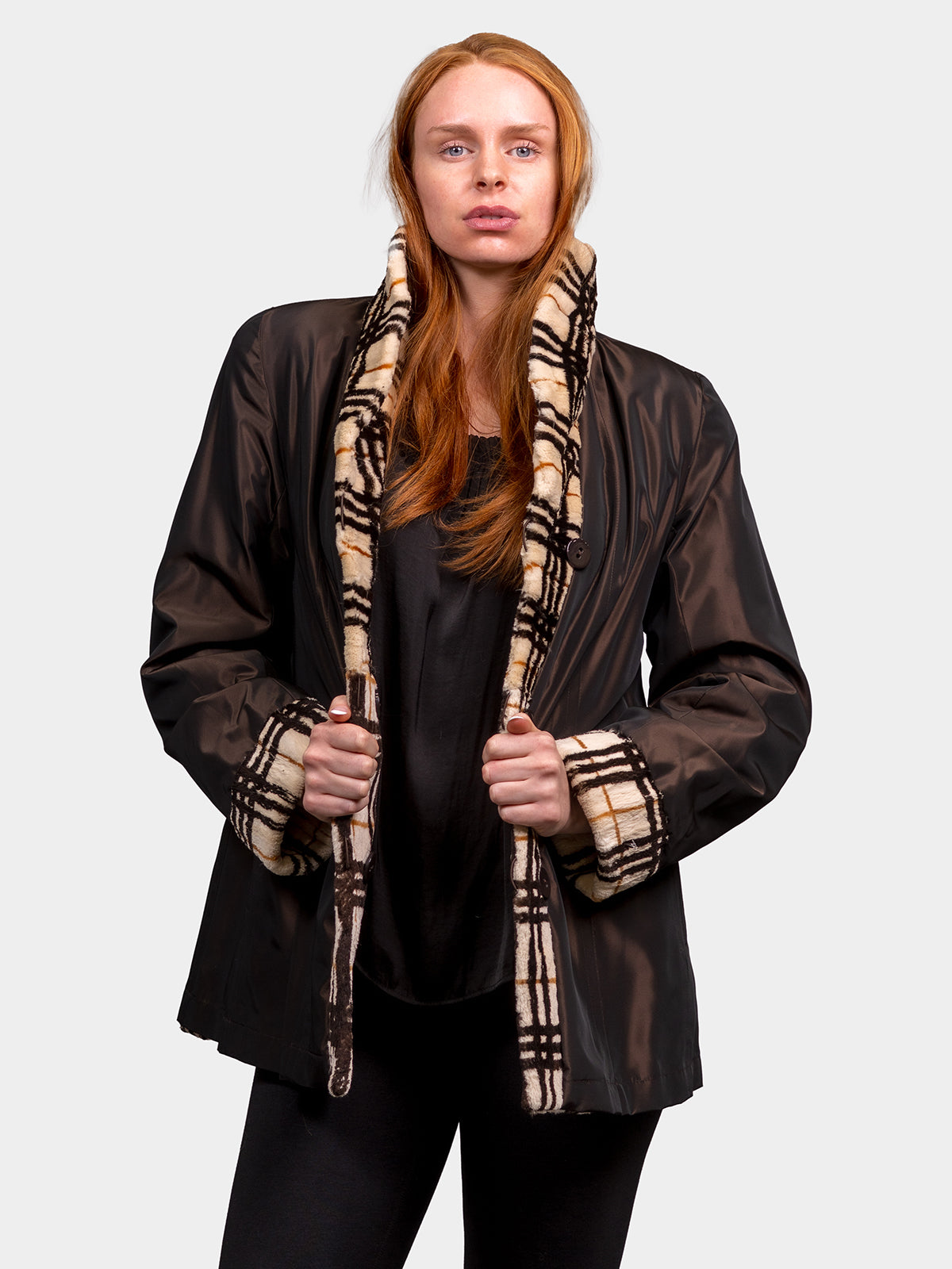 Women's Cream Plaid Beaver Stroller