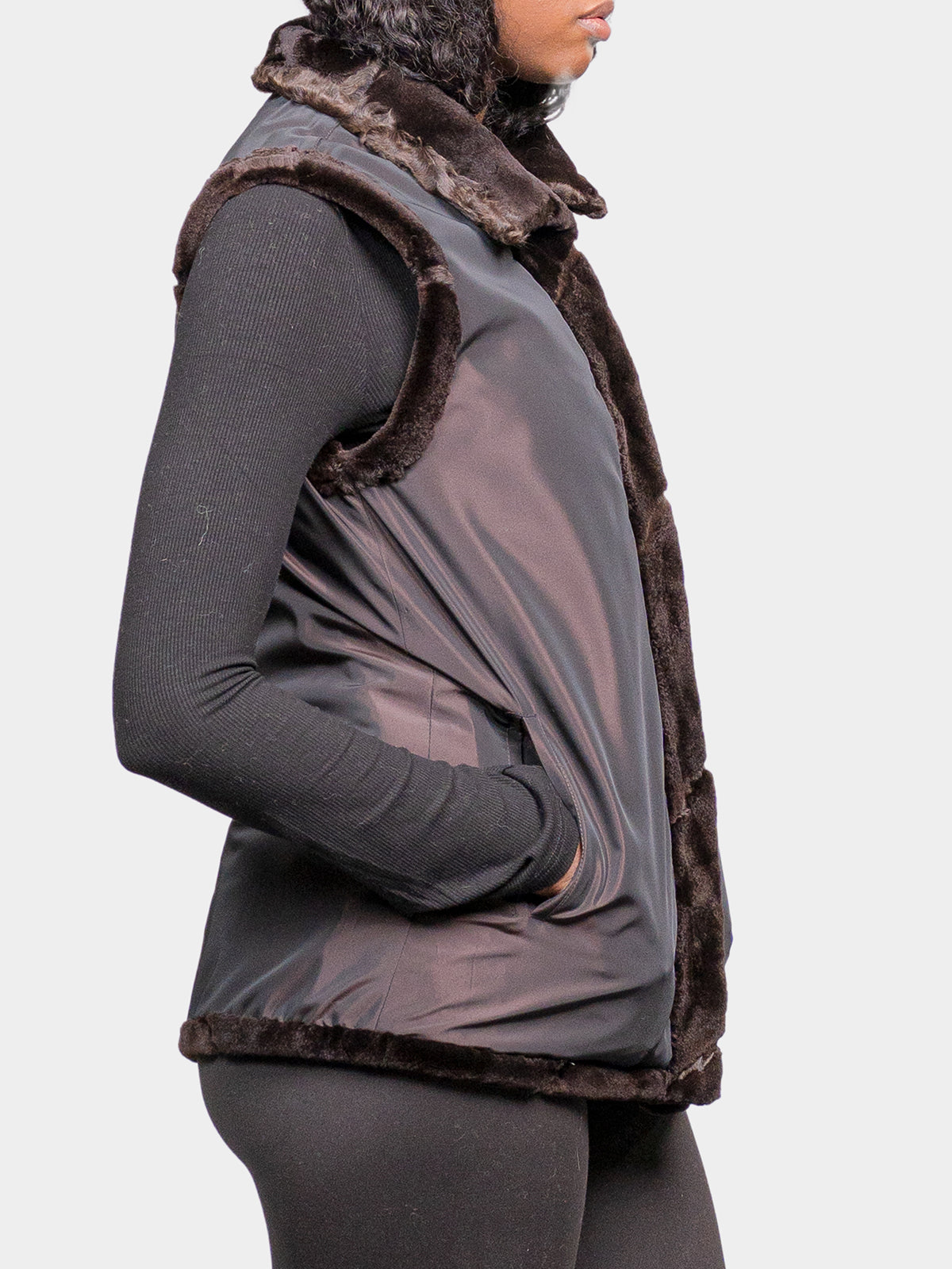 Women's Mahogany Sheared Mink Vest