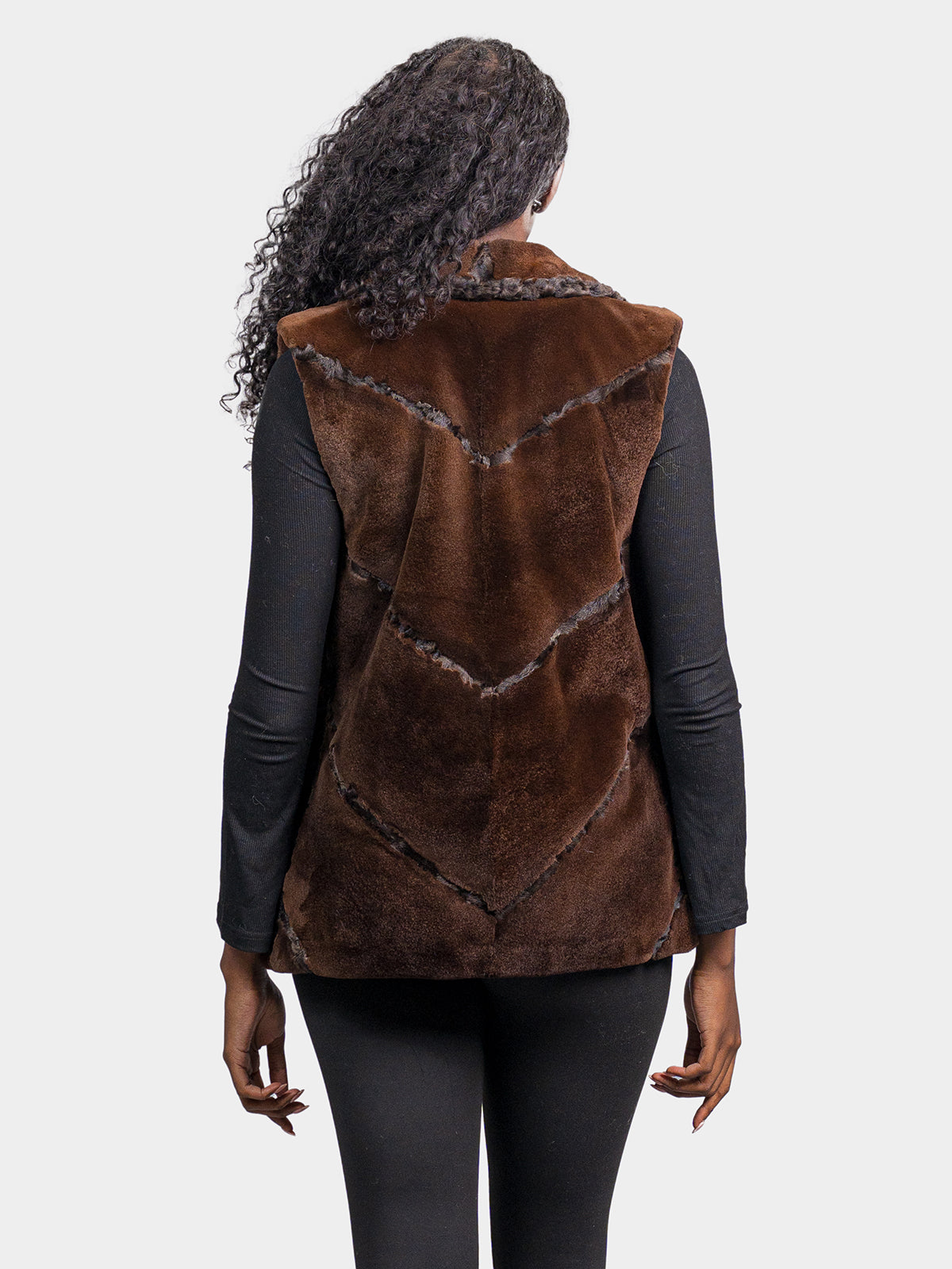 Women's Mahogany Sheared Mink Vest