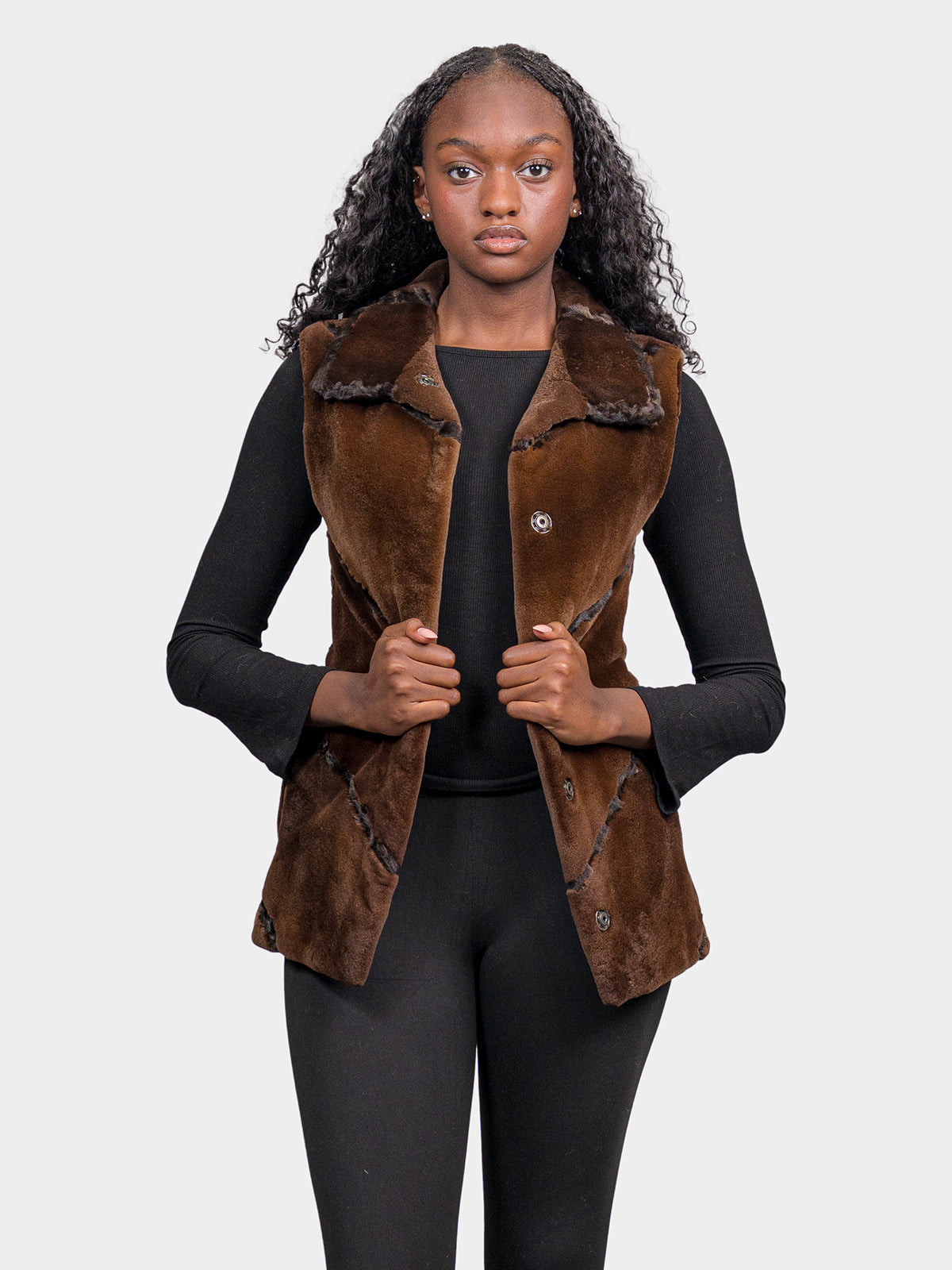 Women's Mahogany Sheared Mink Vest