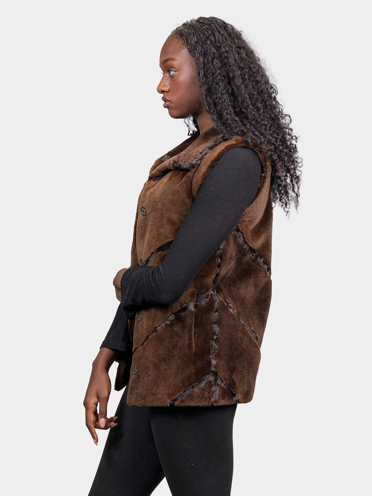 Women's Mahogany Sheared Mink Vest