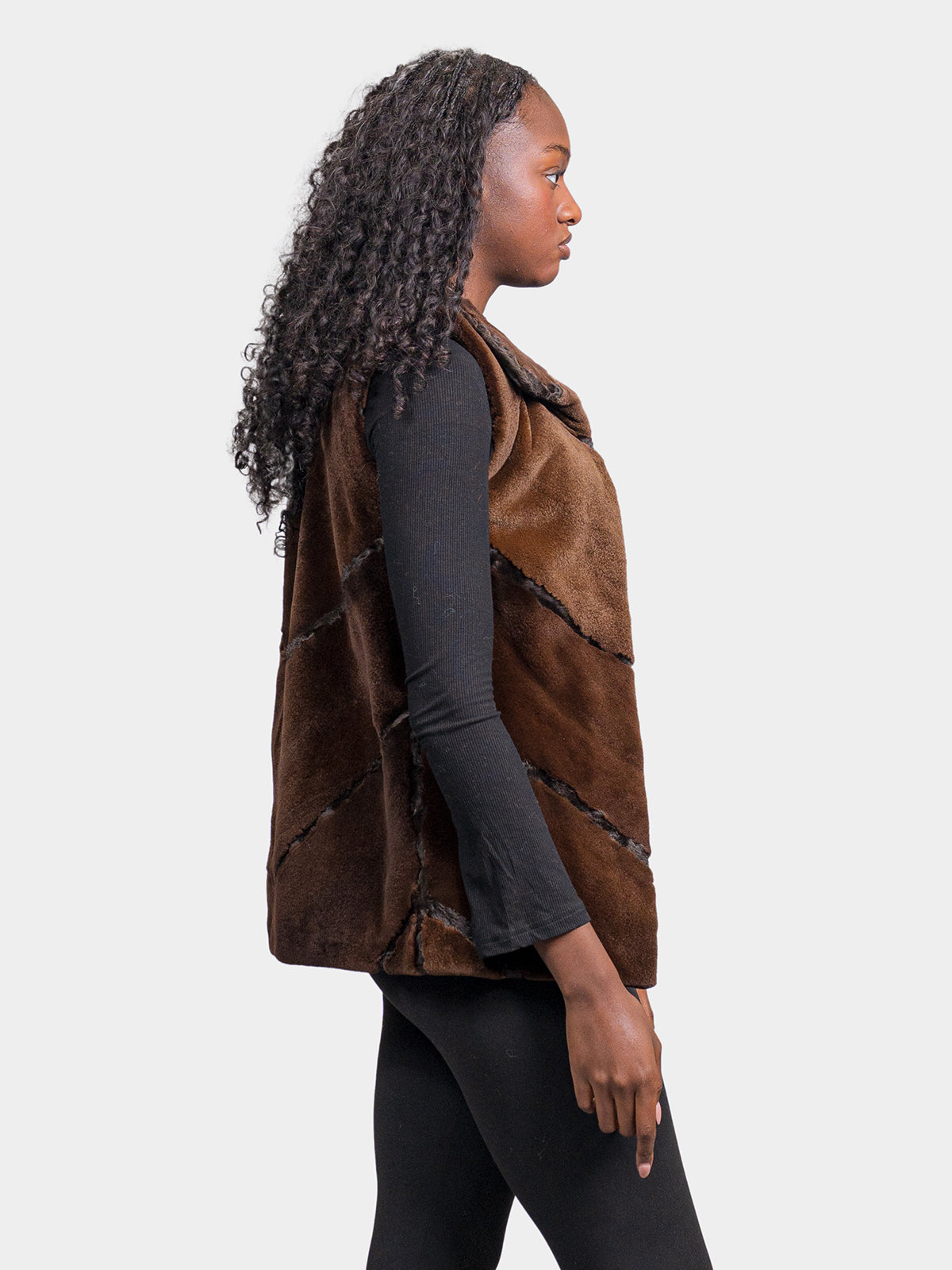 Women's Mahogany Sheared Mink Vest