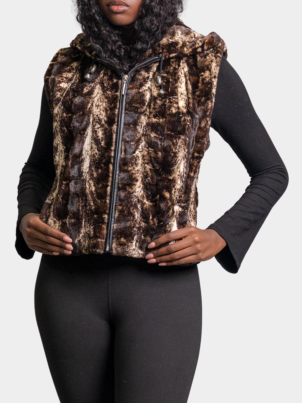 Women's Static Granita Sculptured Sheared Mink Vest