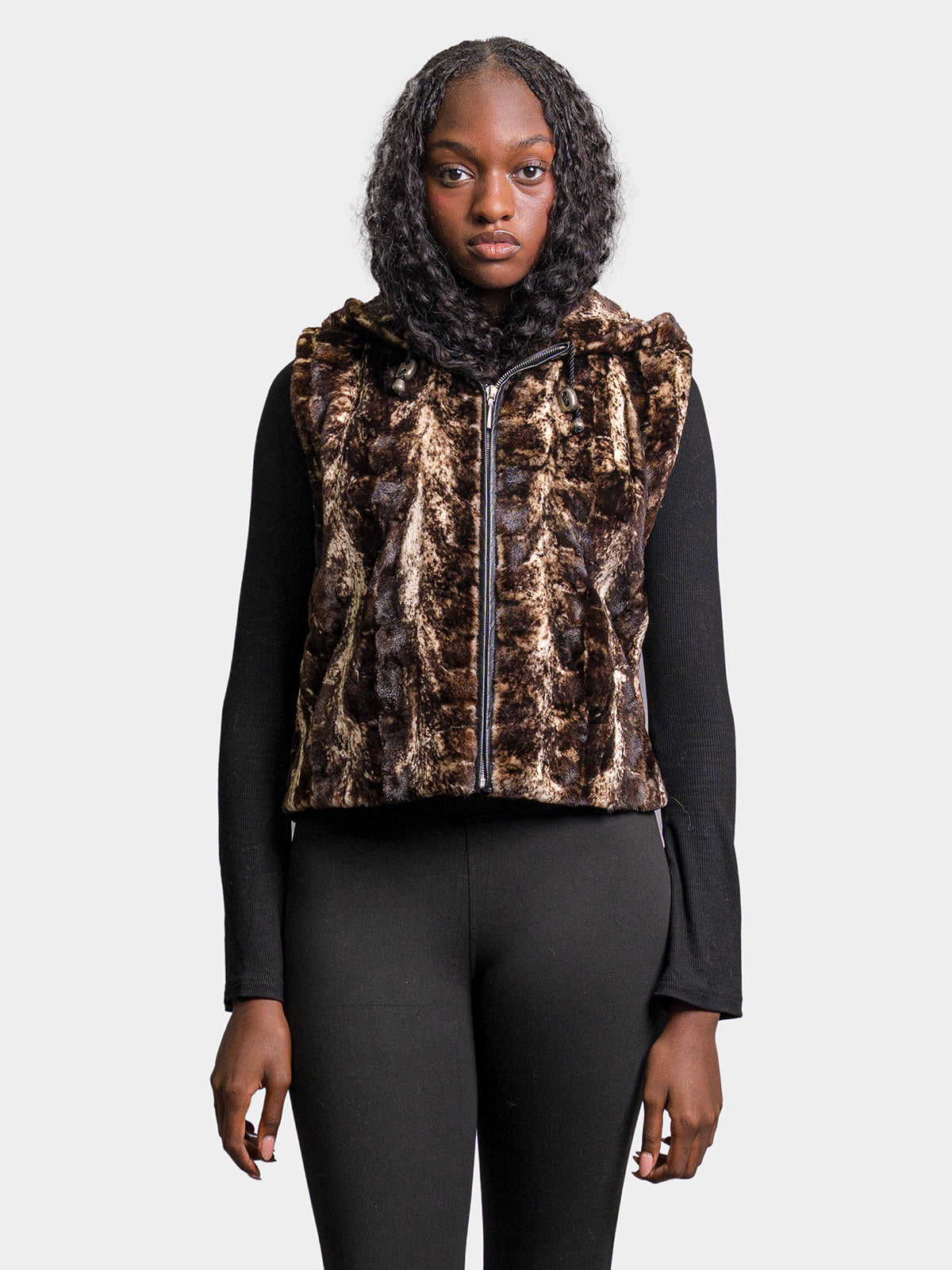 Women's Static Granita Sculptured Sheared Mink Vest