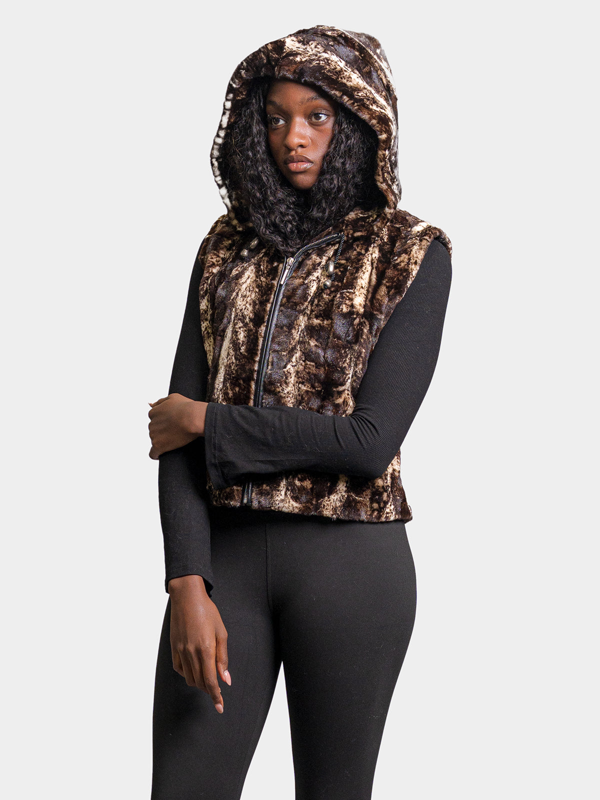 Women's Static Granita Sculptured Sheared Mink Vest