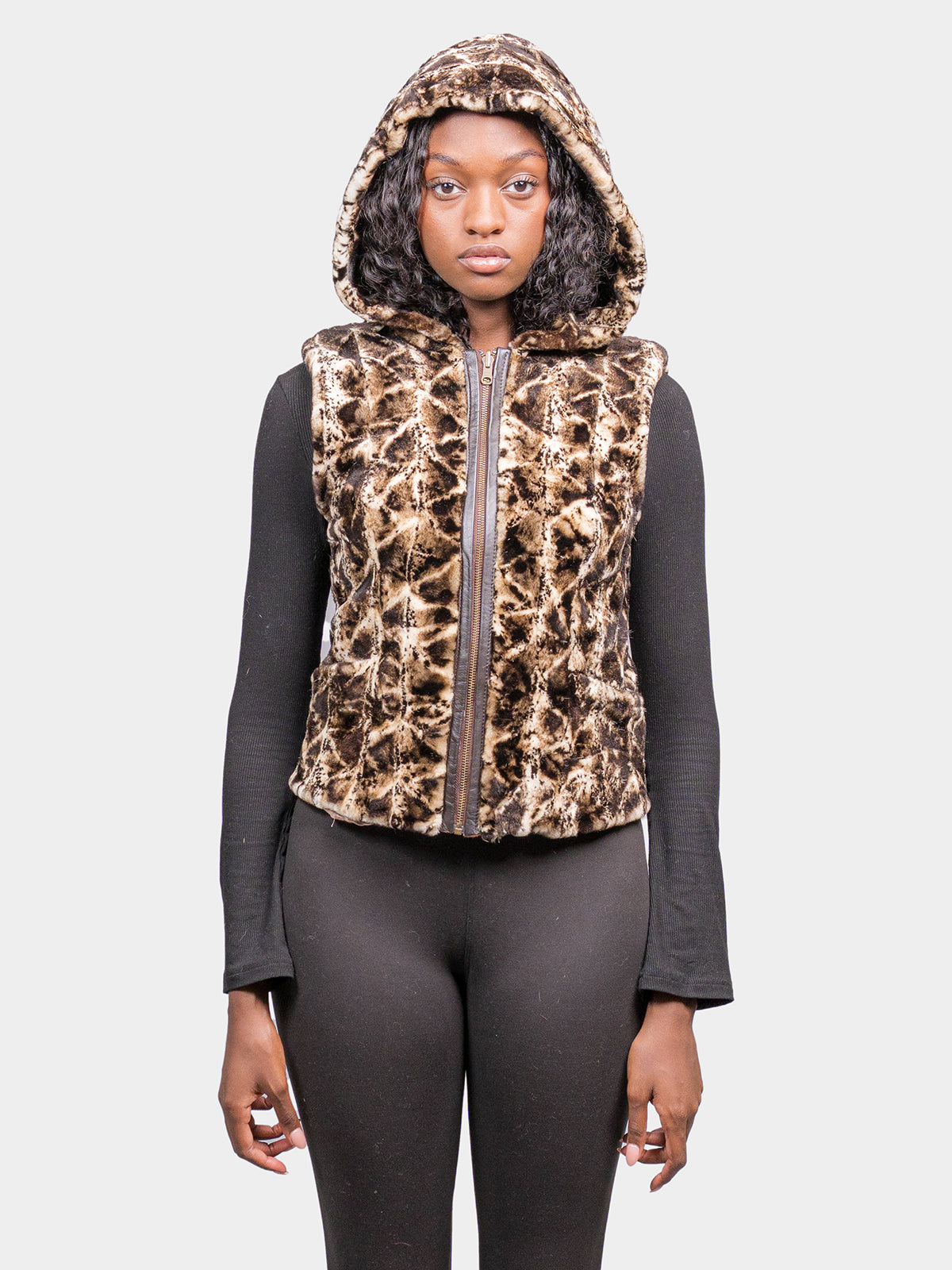 Women's Static Granita Sculptured Sheared Mink Vest