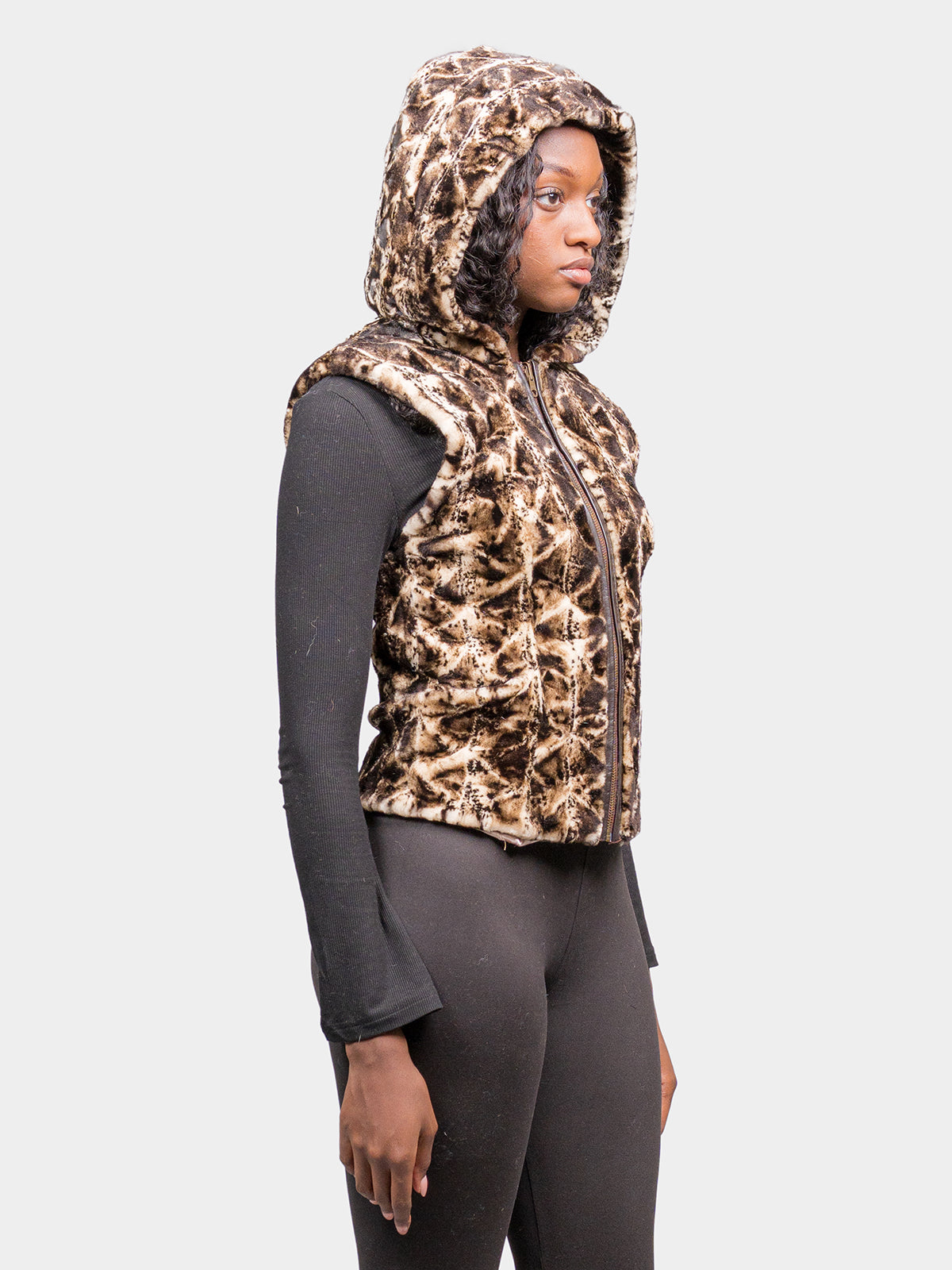 Women's Static Granita Sculptured Sheared Mink Vest