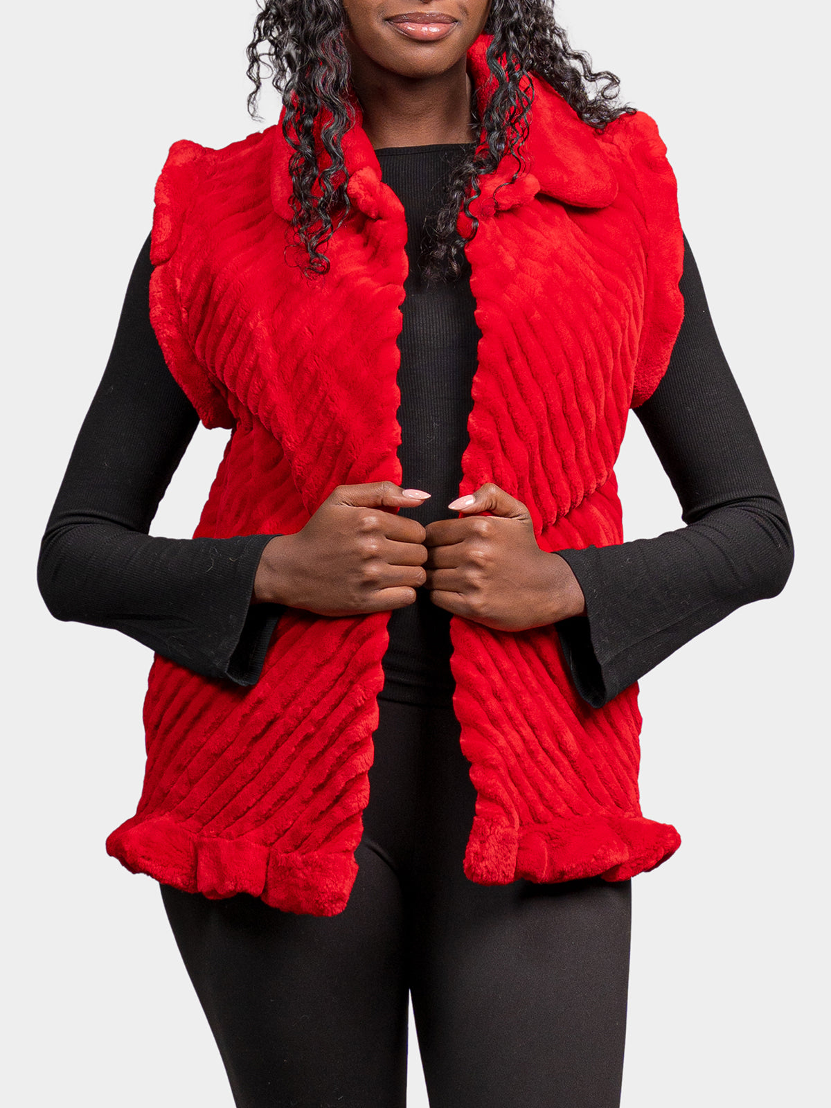 Women's Red Sheared Beaver Vest
