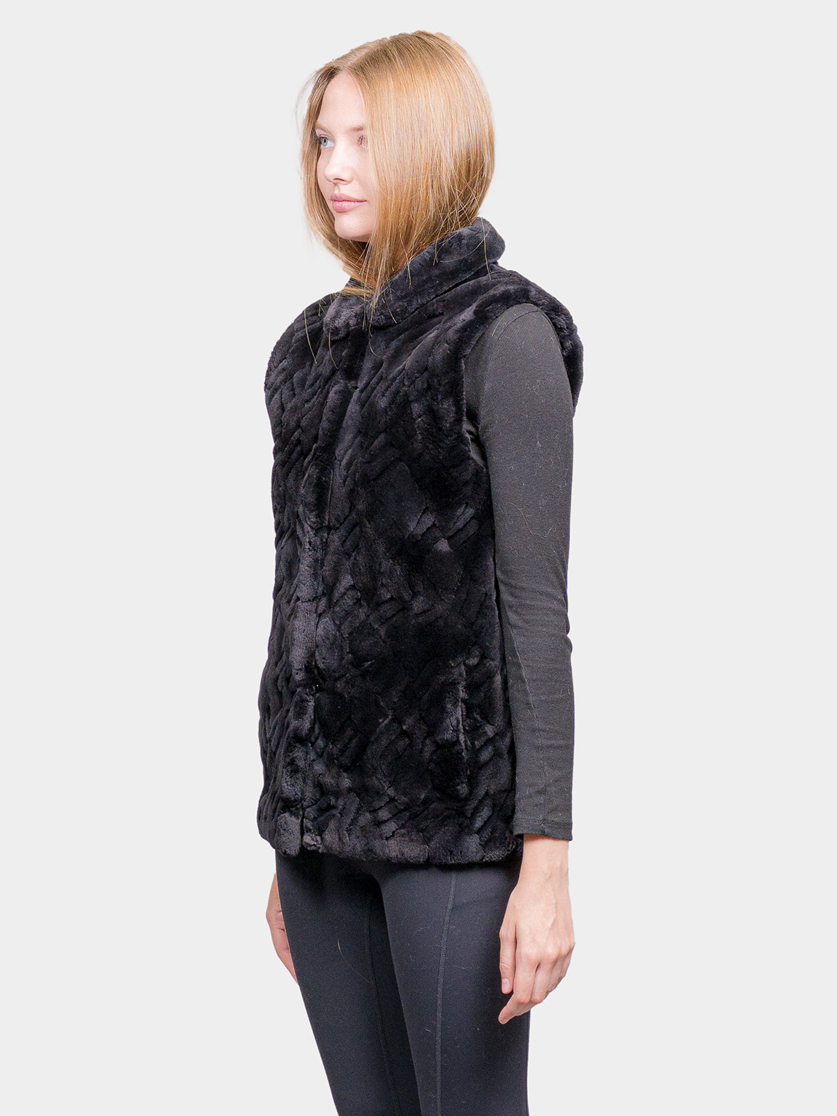Women's Onyx Sculptured Sheared Beaver Vest