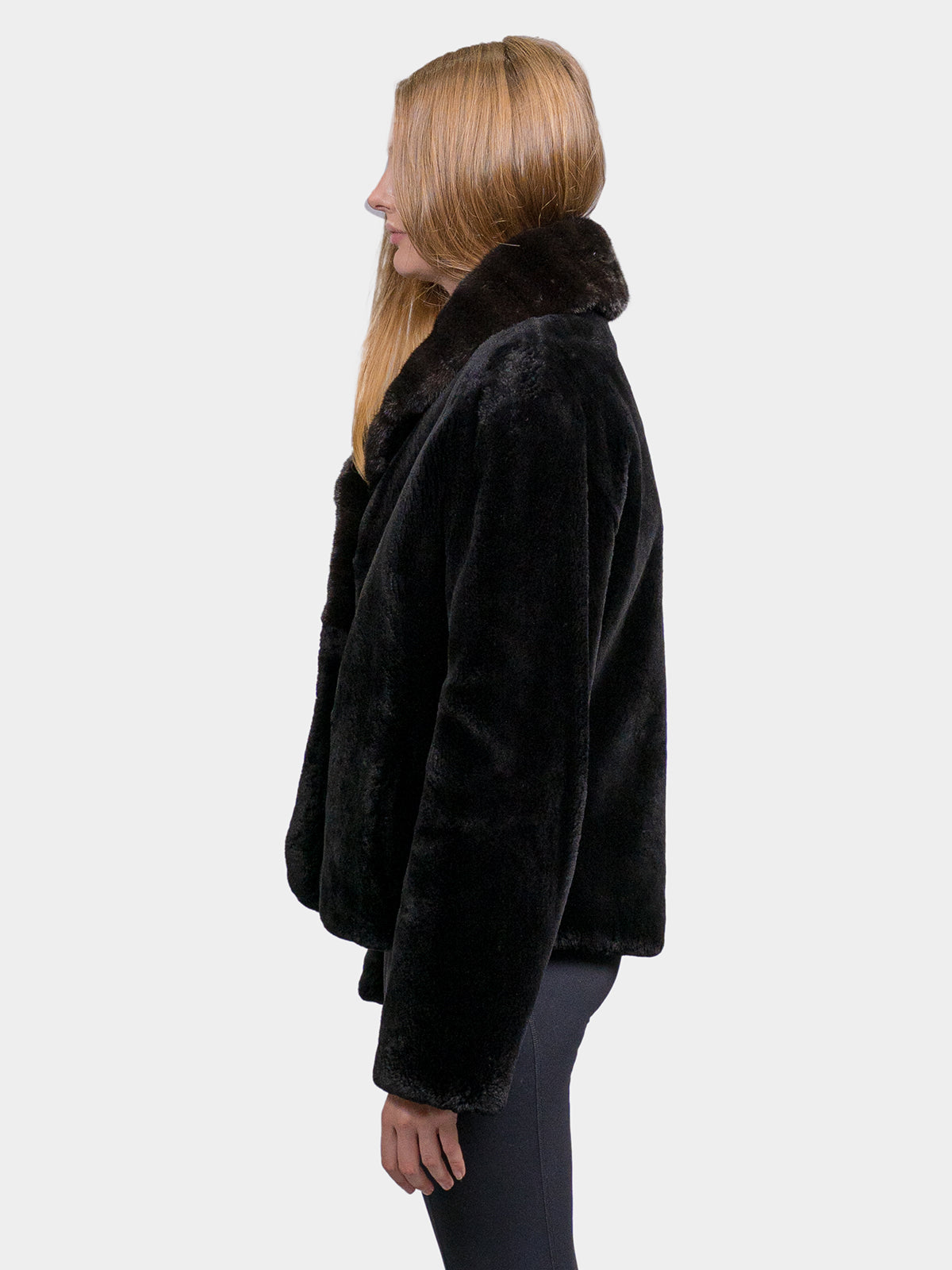 Women's Black Sheared Beaver with Ranch Mink Collar