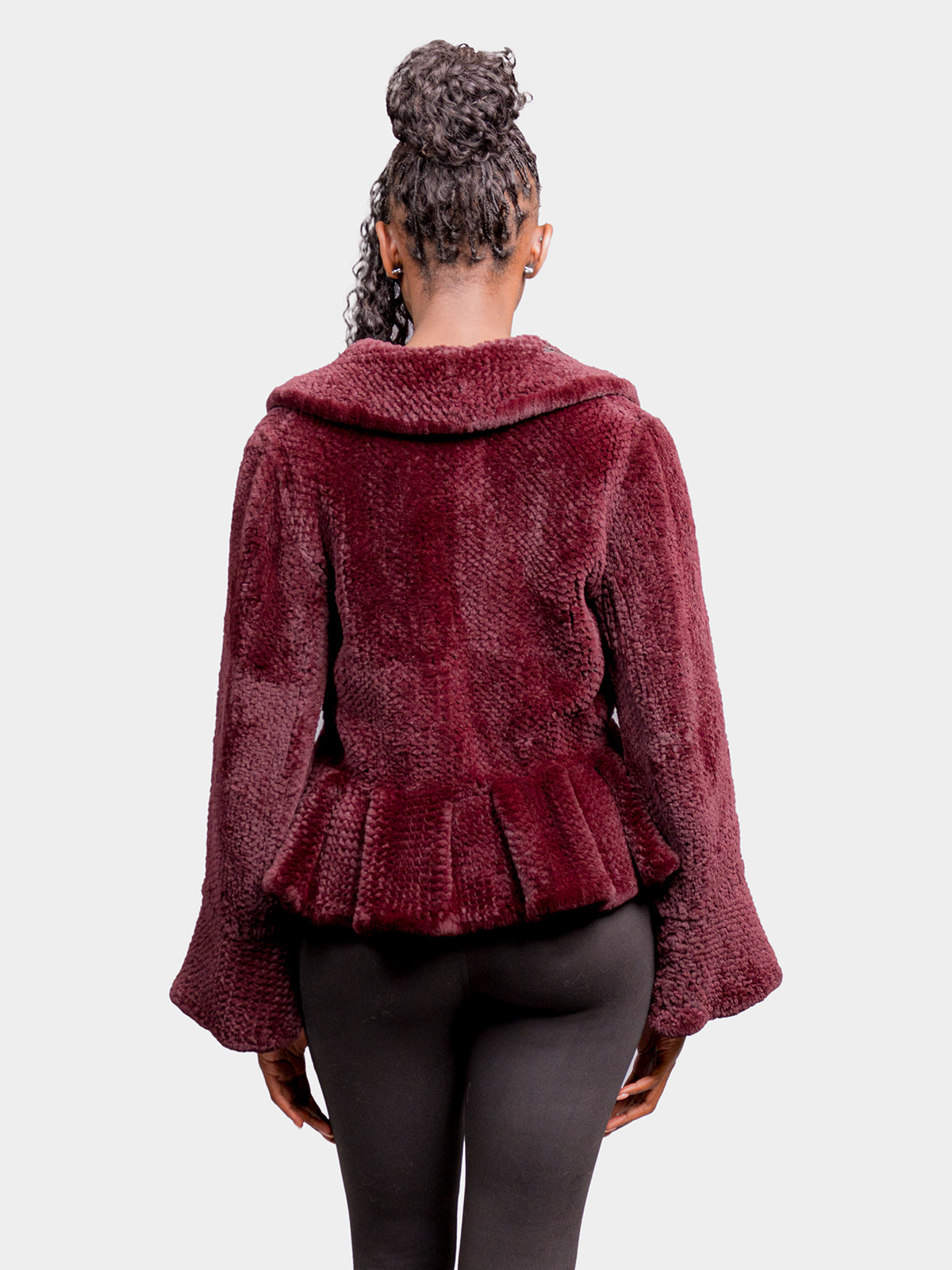 Women's Wine Woven Rex Rabbit Jacket