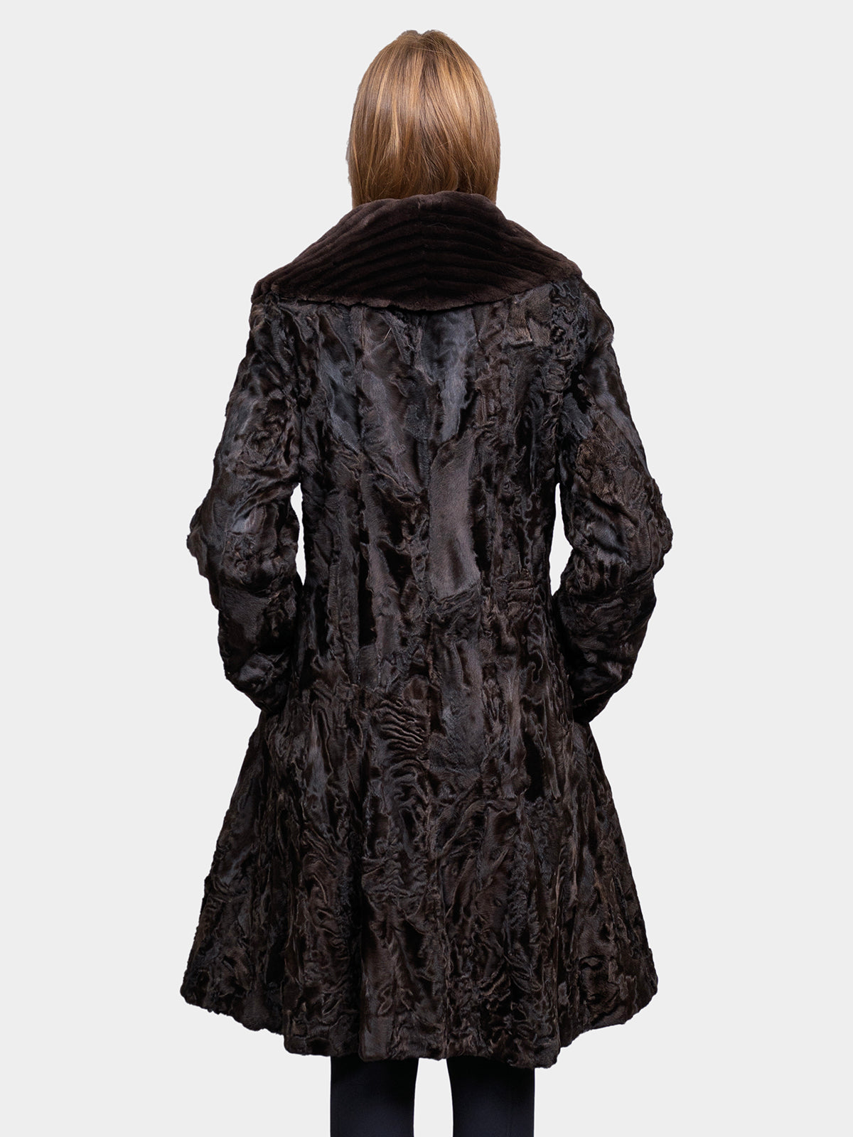 Women's Brown Sculptured Karakul Shearling Stroller
