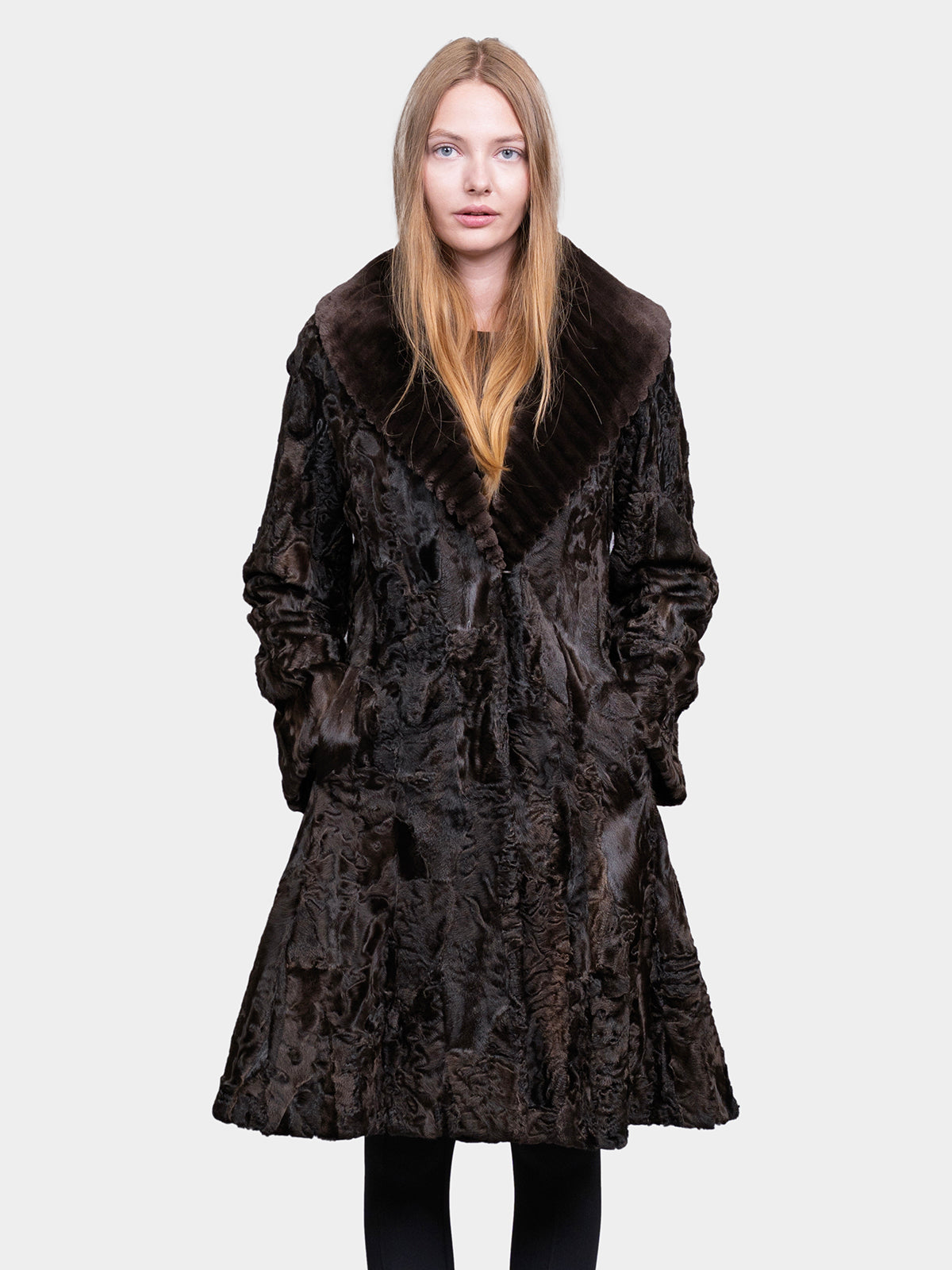 Women's Brown Sculptured Karakul Shearling Stroller