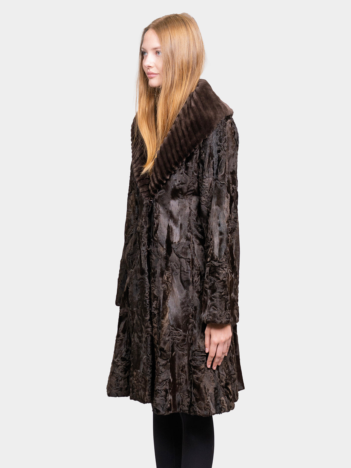 Women's Brown Sculptured Karakul Shearling Stroller