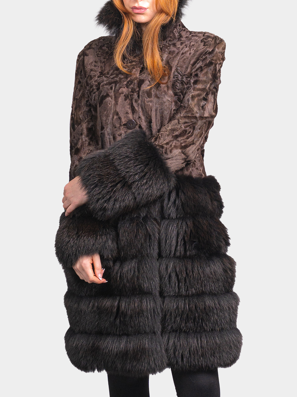Women's Brown Sculptured Karakul Shearling Stroller