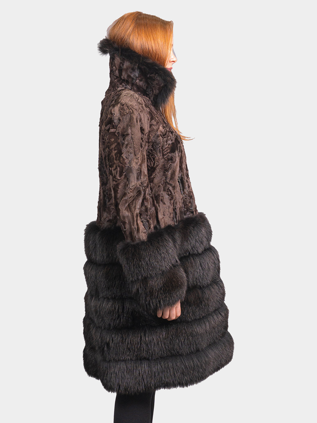 Women's Brown Sculptured Karakul Shearling Stroller