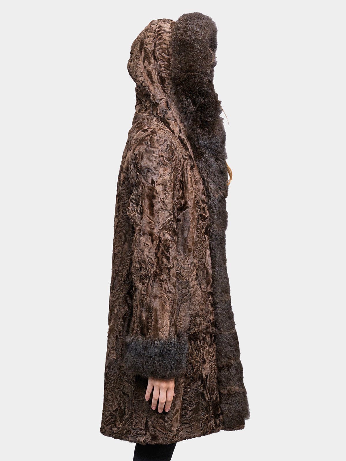 Women's Brown Sculptured Persian Lamb Parka