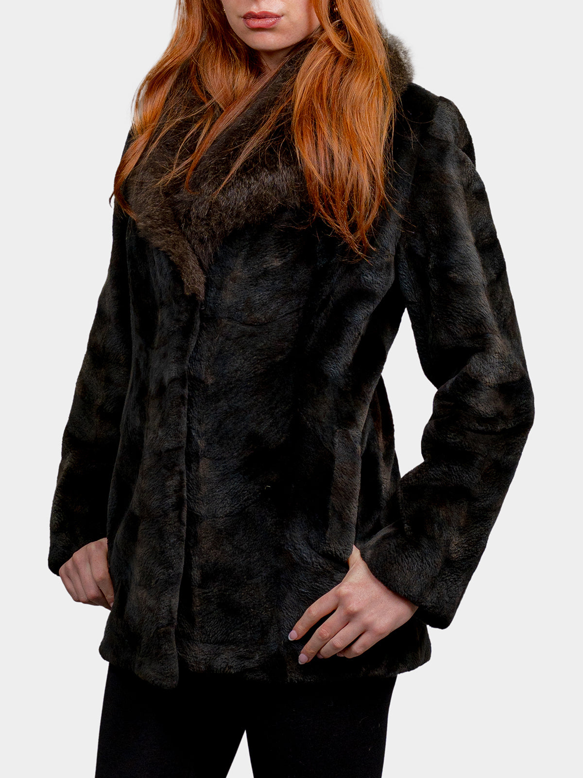 Women's Black Sheared Beaver Stroller