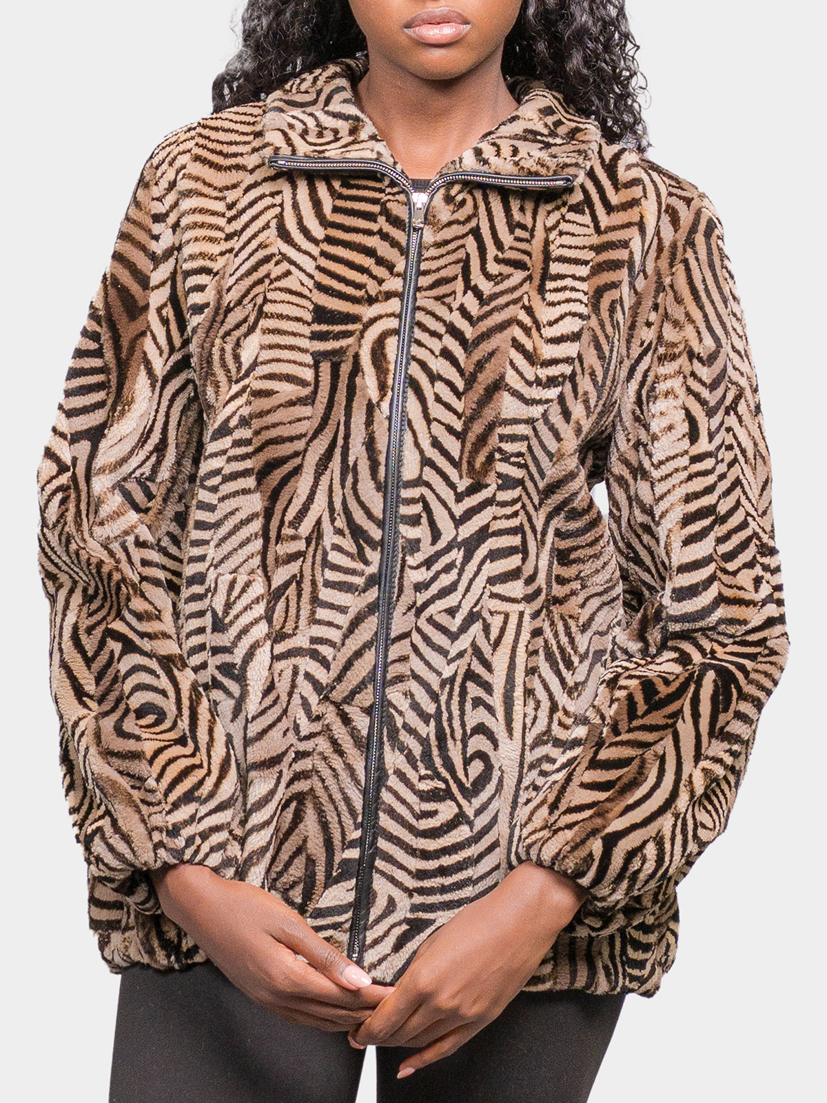 Women's Animal Print Beaver Sections Bomber